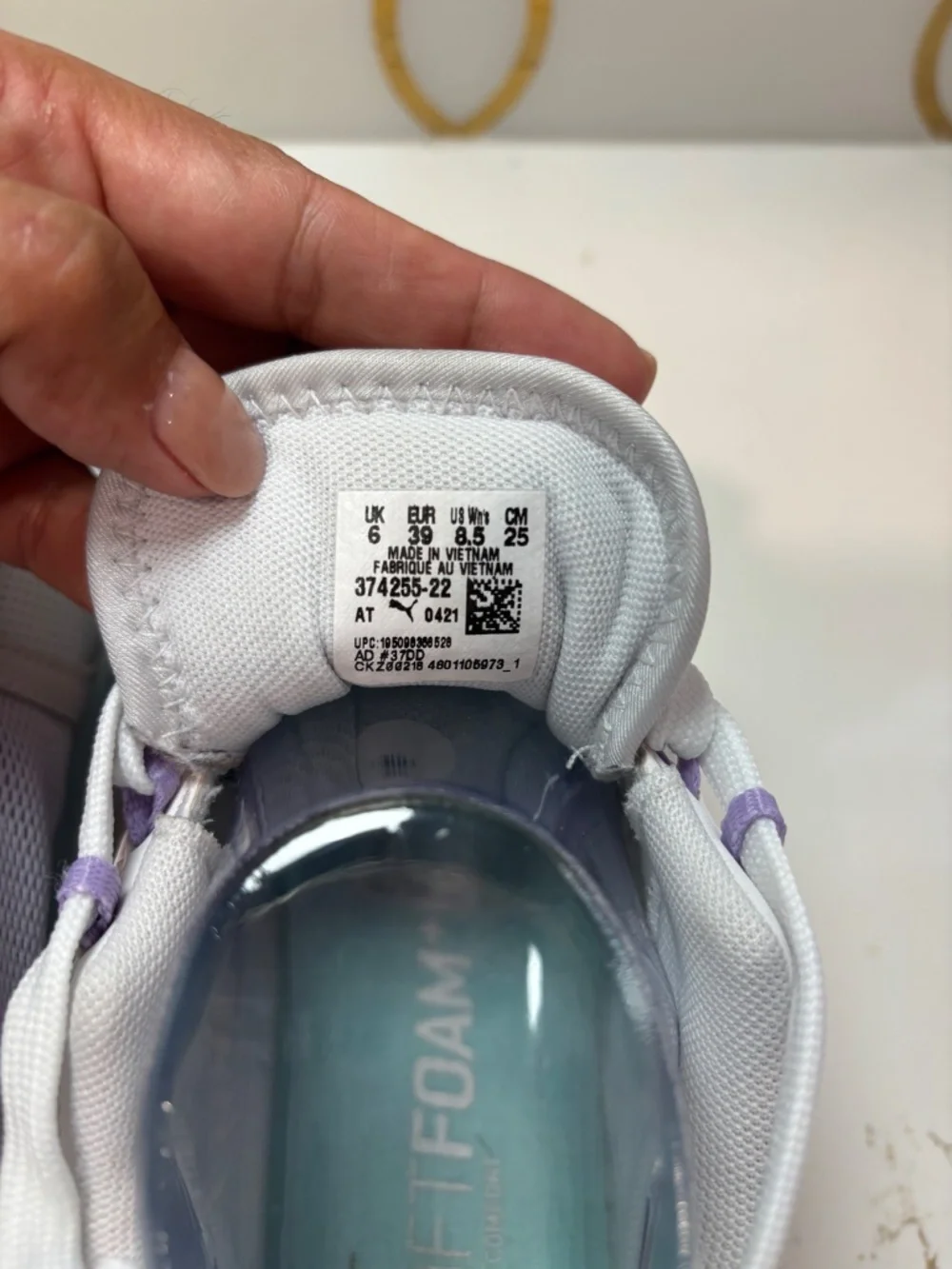 Puma Anzarun Running Shoes Women's 8.5 White Glow Light Lavender 374255-22
